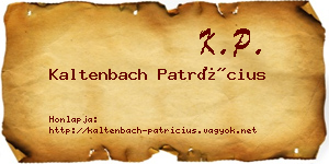 Kaltenbach Patrícius névjegykártya